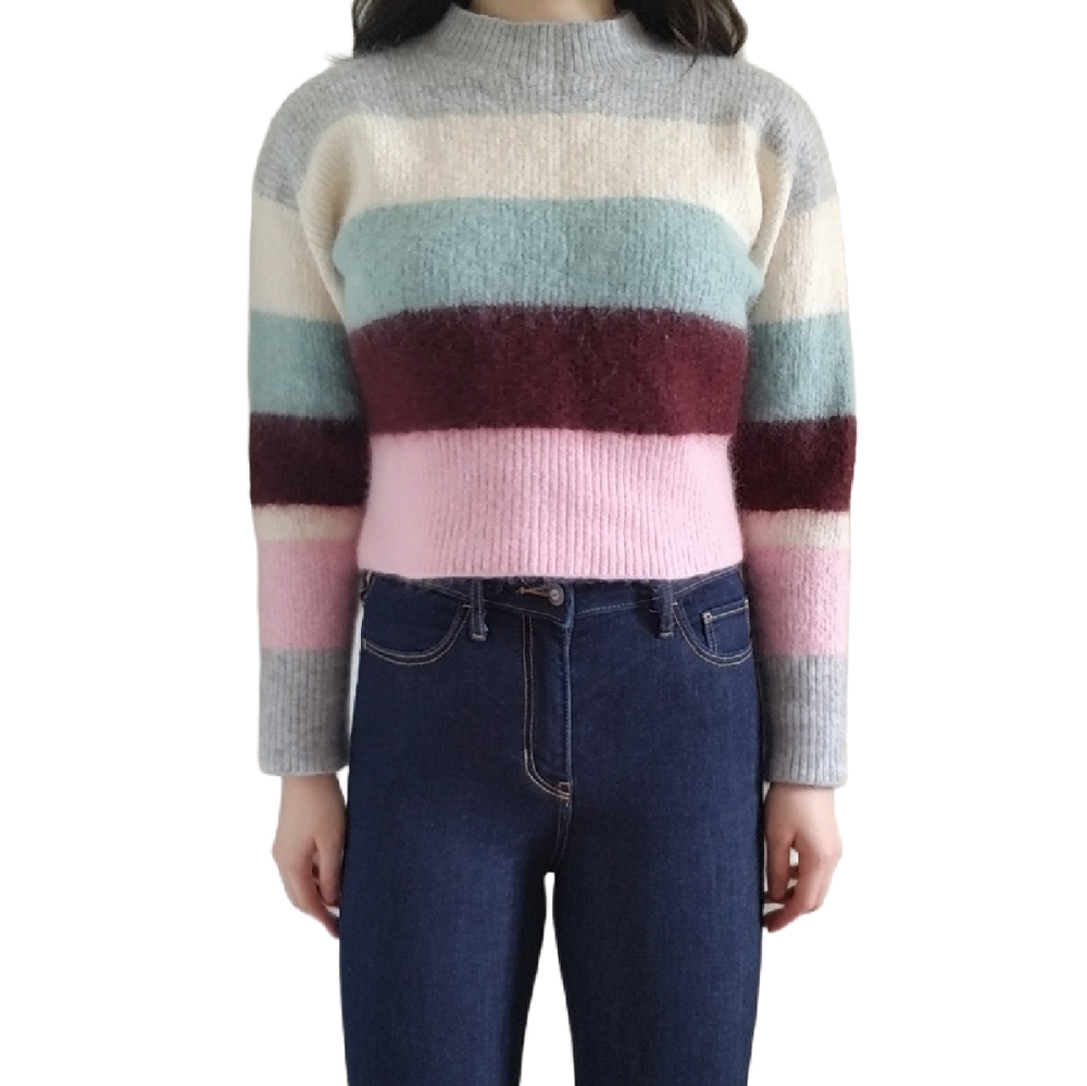 Knit Mohair-Blend Striped Sweater